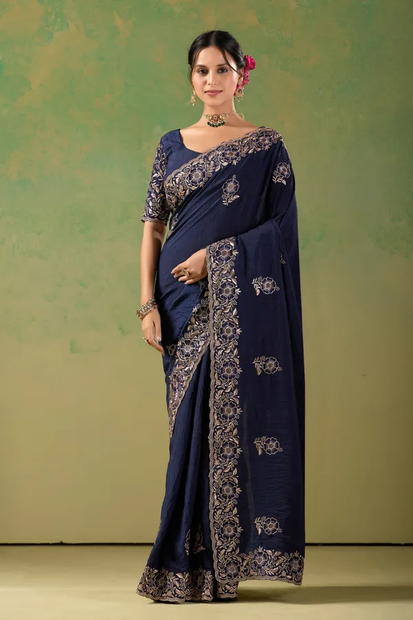 Navy_Blue_Embroidered_Saree_Set_for_Women