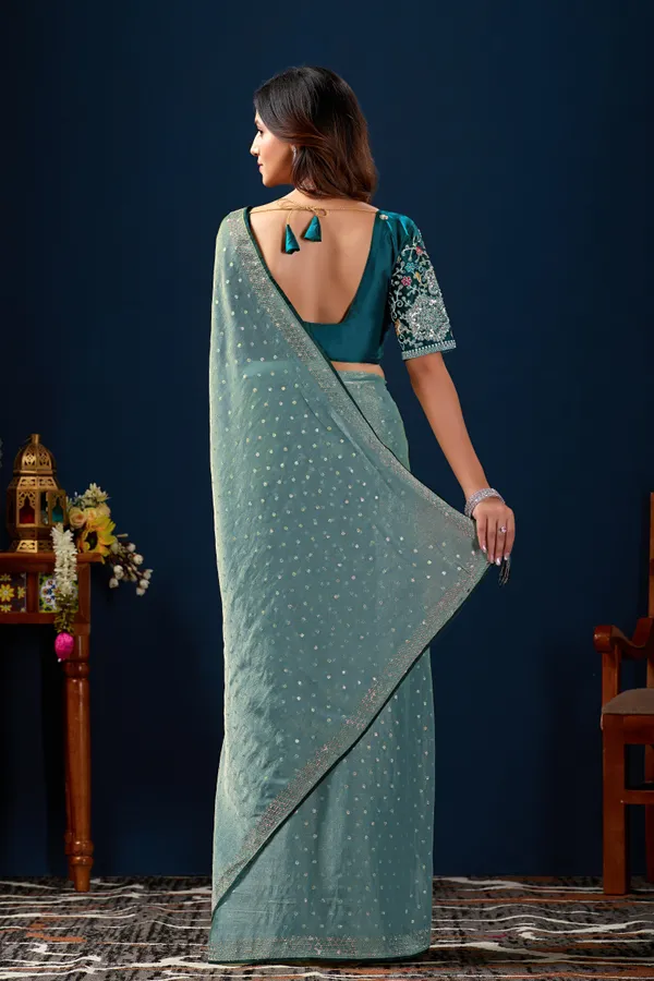 Teal_Embellished_Saree_for_Women