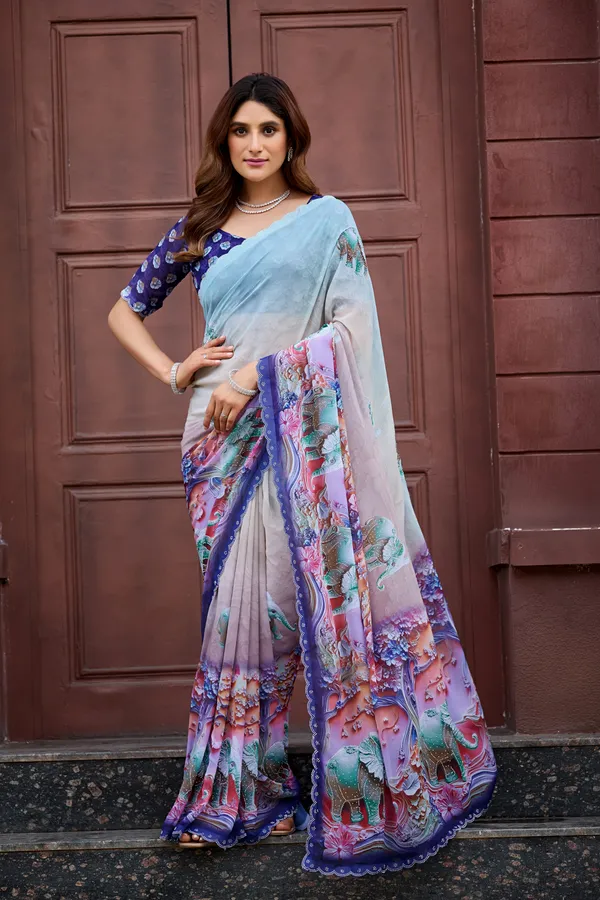 Light_Blue_Georgette_Floral_Printed_Saree_For_Women