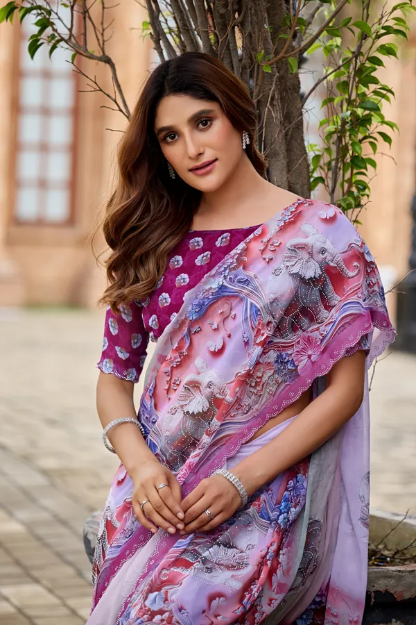 Lavender_Georgette_Floral_Printed_Saree_For_Women