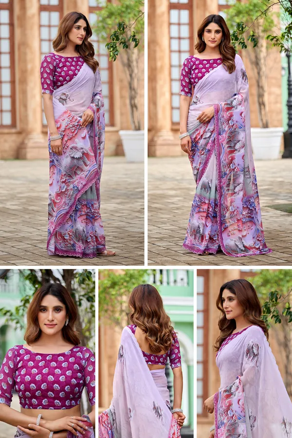 Lavender_Georgette_Floral_Printed_Saree_For_Women