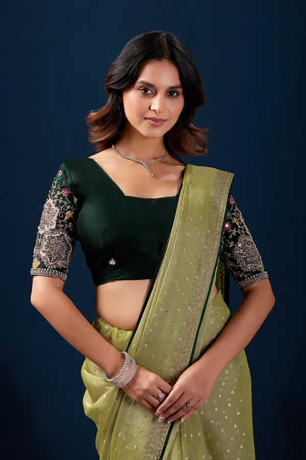 Olive_Green_Embroidered_Saree_For_Women