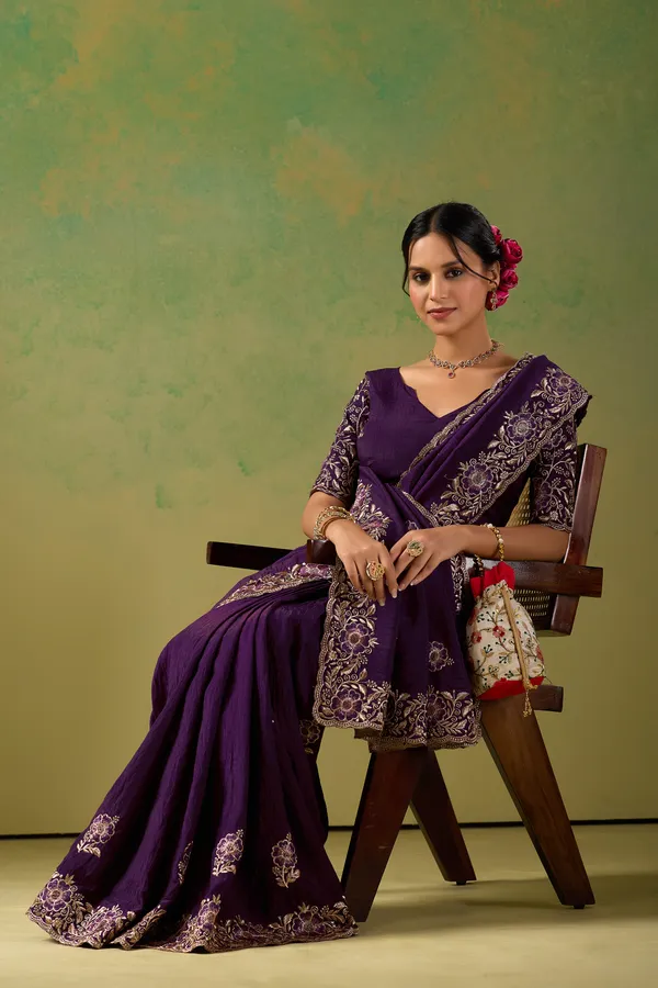 Purple_Chiffon_Floral_Embroidered_Saree_For_Women
