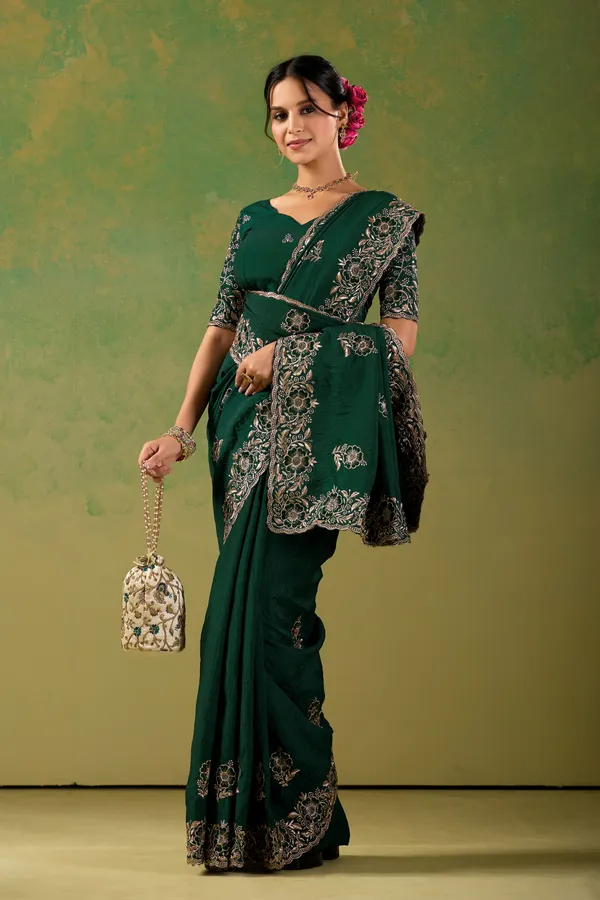 Green_Chiffon_Floral_Embroidered_Saree_For_Women