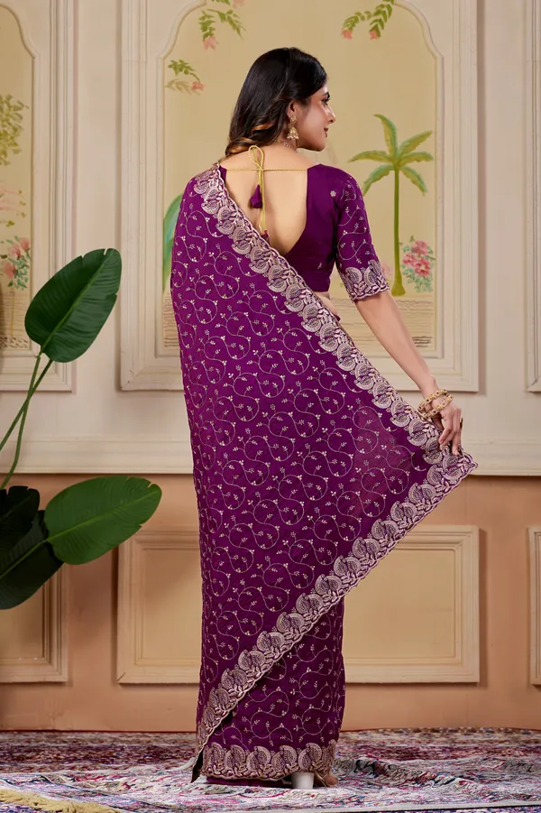 Purple_Embroidered_Saree_For_Women