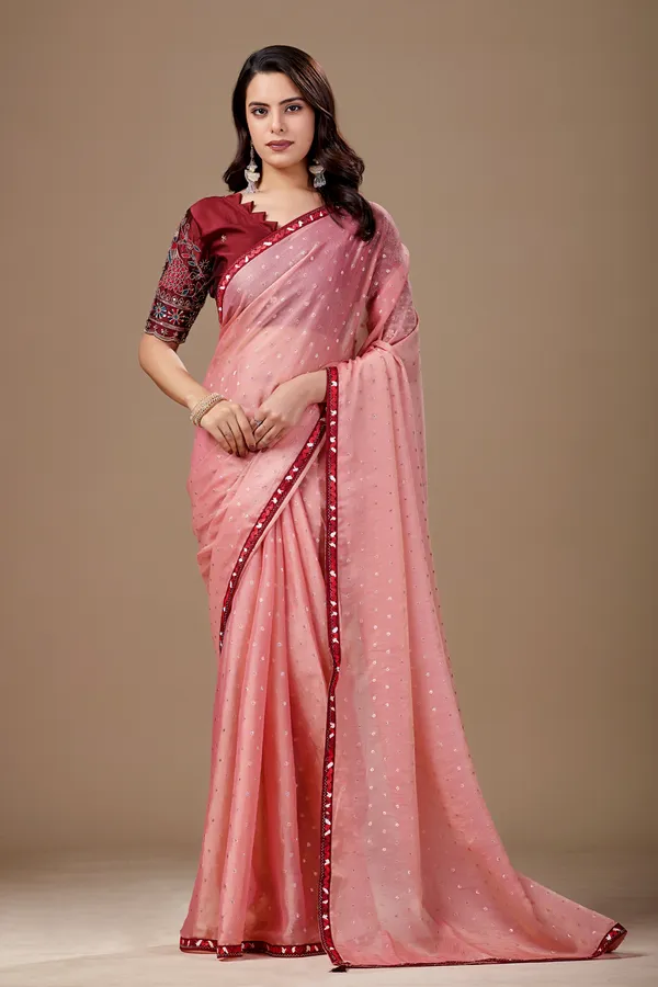 Pink_Chiffon_Sequin_Embellished_Saree_For_Women