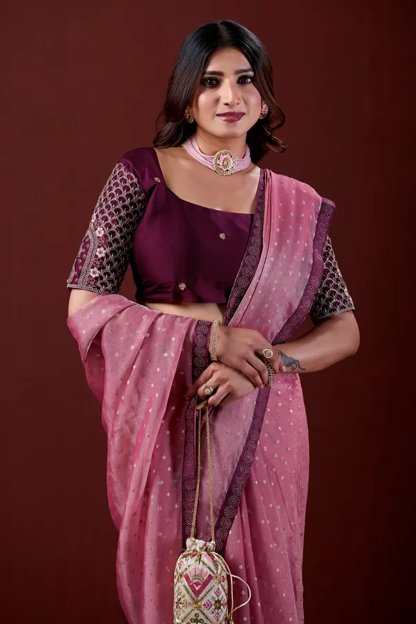 Pink_Embellished_Saree_Set_With_Blouse_for_Women