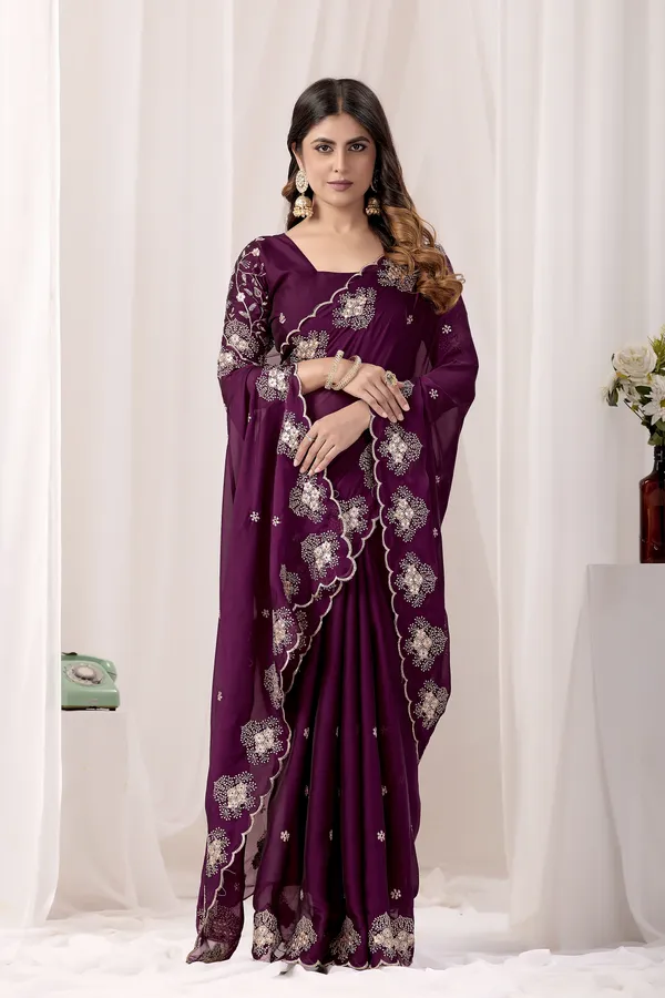 Purple_Chiffon_Embroidered_Saree_For_Women