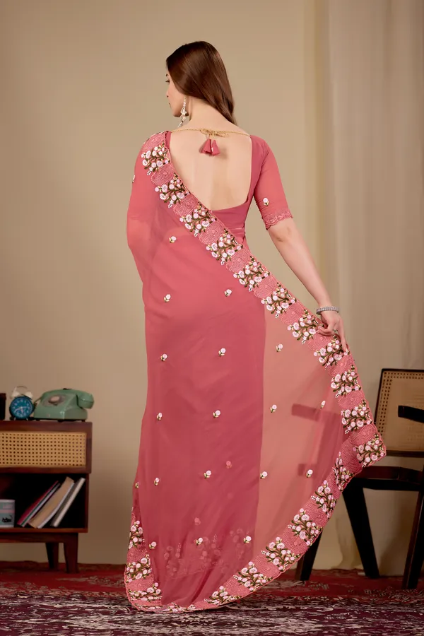 Pink_Georgette_Floral_Embellished_Saree_For_Women