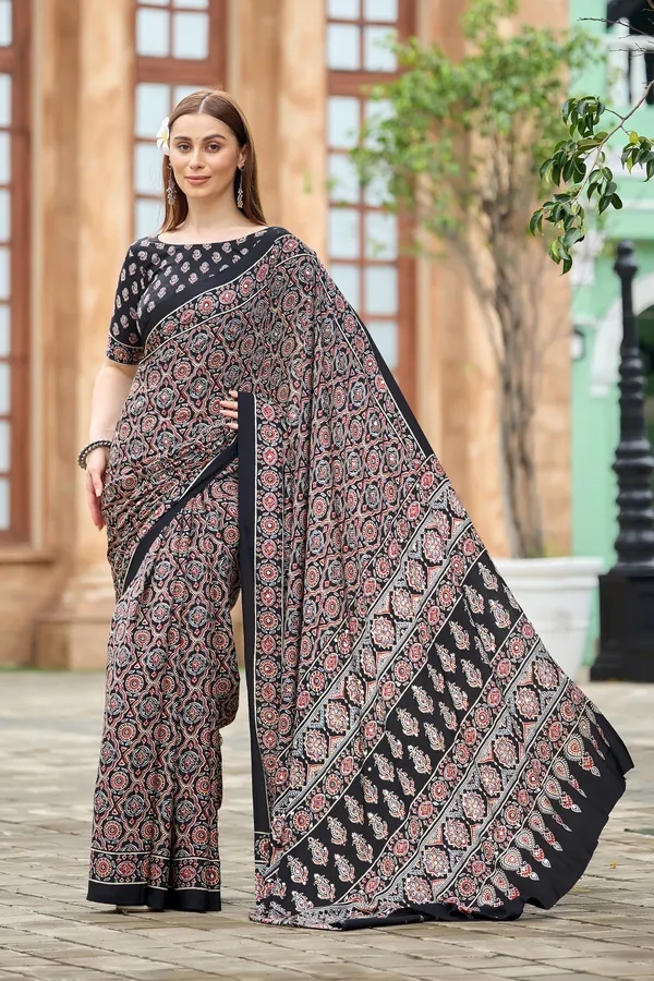 Black_Ajrak_Paisley_Printed_Saree_For_Women
