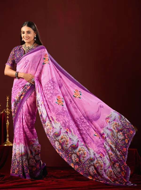 Pink_Printed_Ethnic_Saree_For_Women