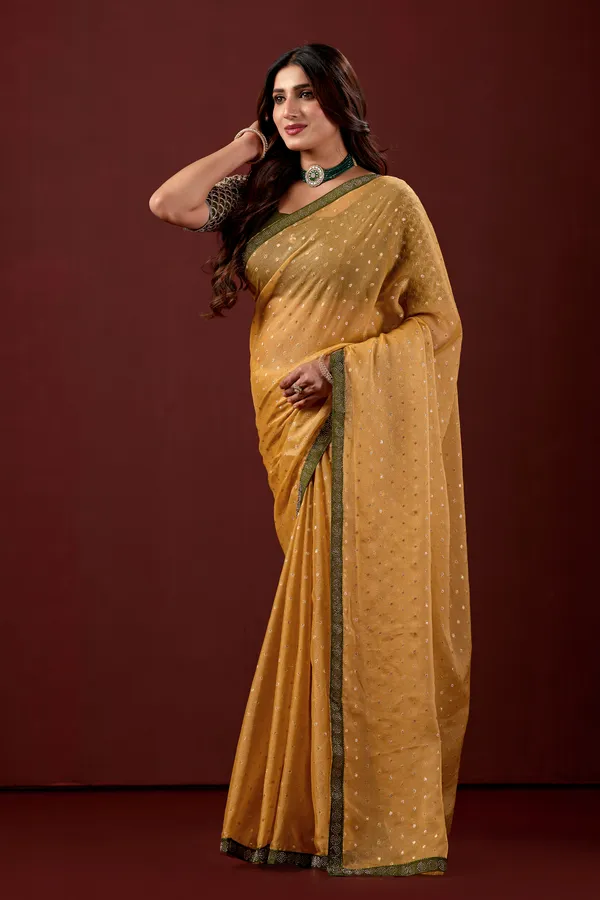 Mustard_Embellished_Saree_With_Blouse_For_Women