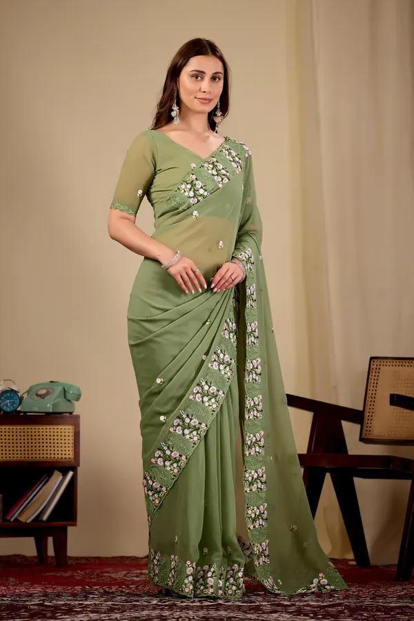Green_Embroidered_Saree_For_Women