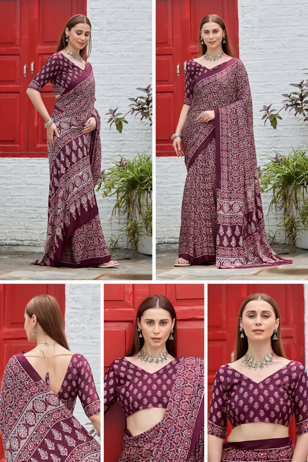Maroon_Printed_Saree_Set_for_Women