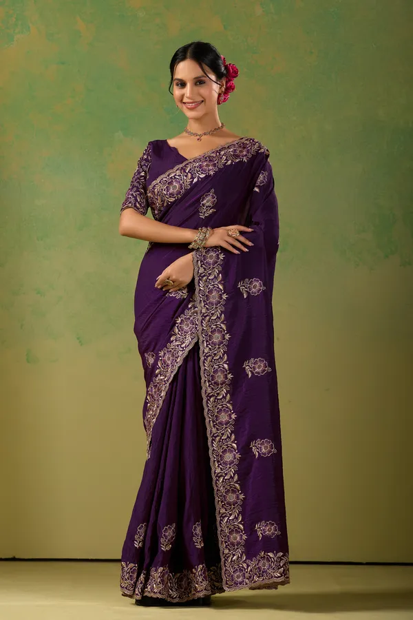 Purple_Chiffon_Floral_Embroidered_Saree_For_Women