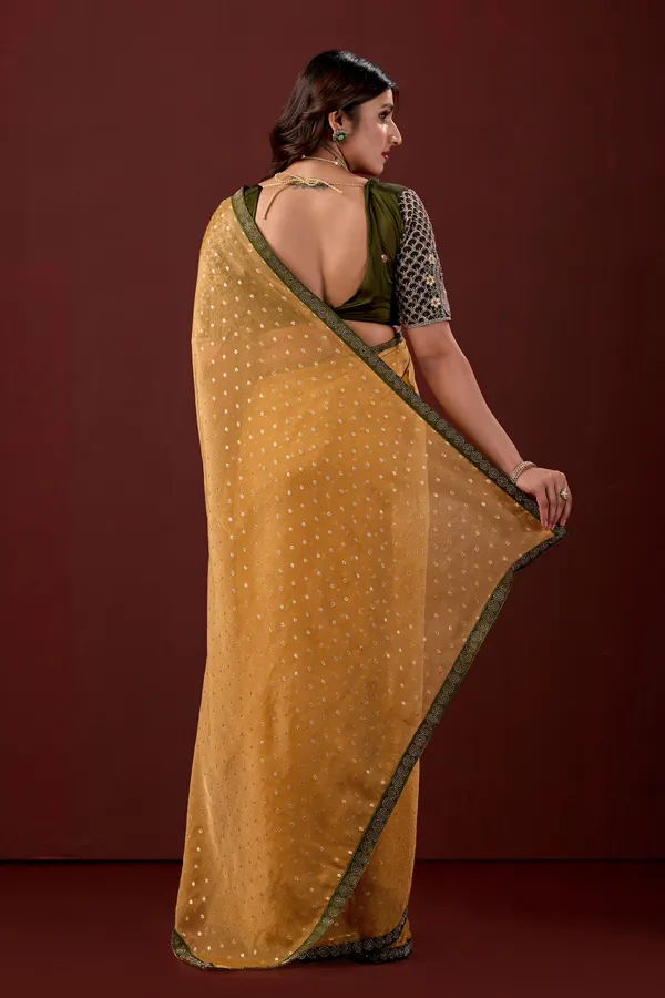 Mustard_Embellished_Saree_With_Blouse_For_Women