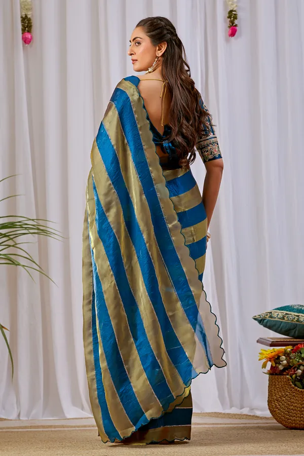 Blue_Gold_Striped_Saree_For_Women