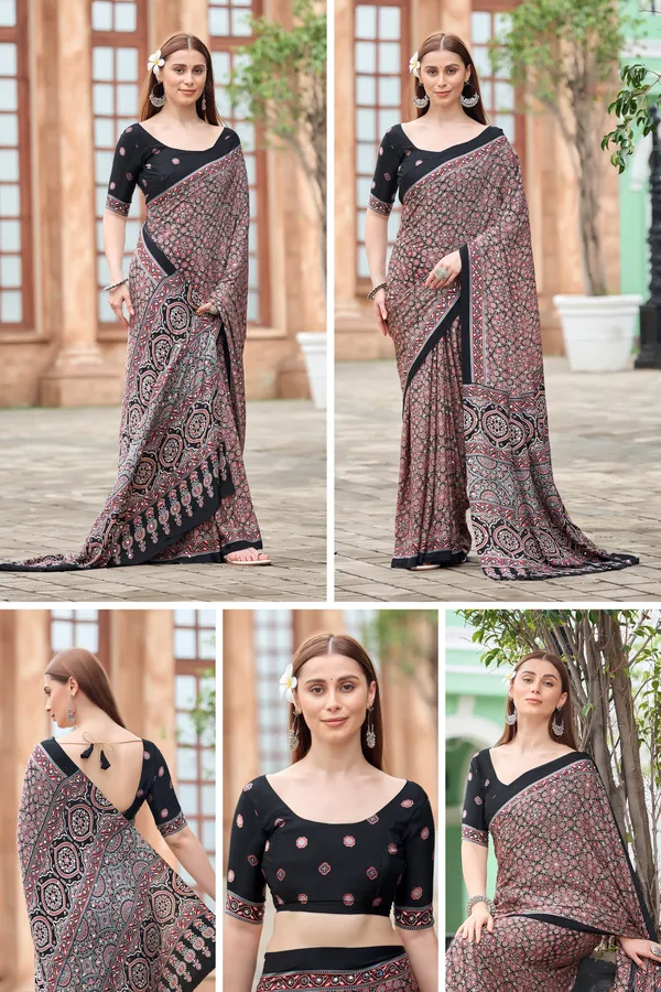 Black_Ajrak_Floral_Geometric_Printed_Saree_For_Women