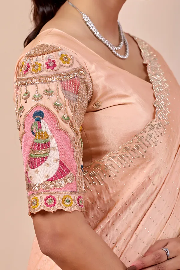 Peach_Textured_Traditional_Saree_for_Women