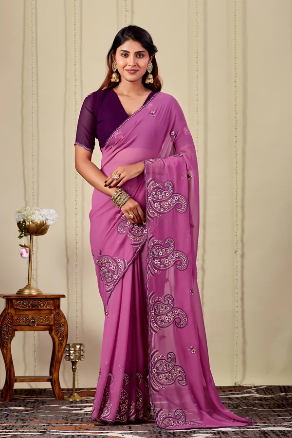 Purple_Georgette_Paisley_Embroidered_Saree_For_Women