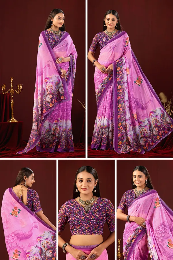 Purple_Printed_Saree_With_Blouse_For_Women