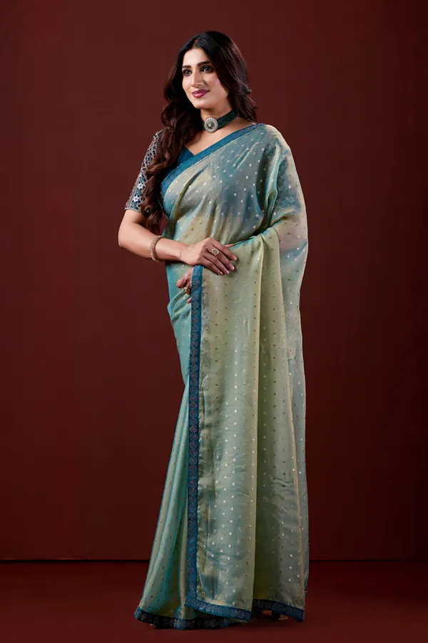 Teal_Georgette_Embellished_Saree_For_Women