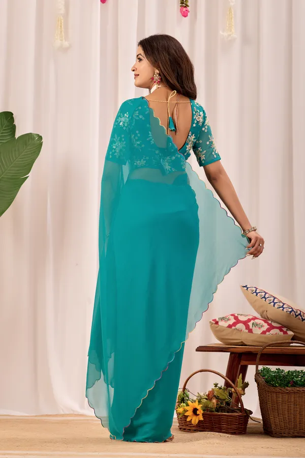 Teal_Embellished_Saree_For_Women