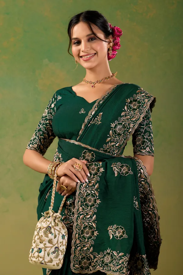 Green_Chiffon_Floral_Embroidered_Saree_For_Women