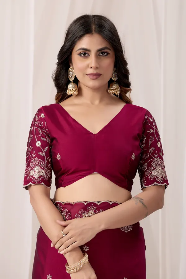 Magenta_Embroidered_Saree_For_Women