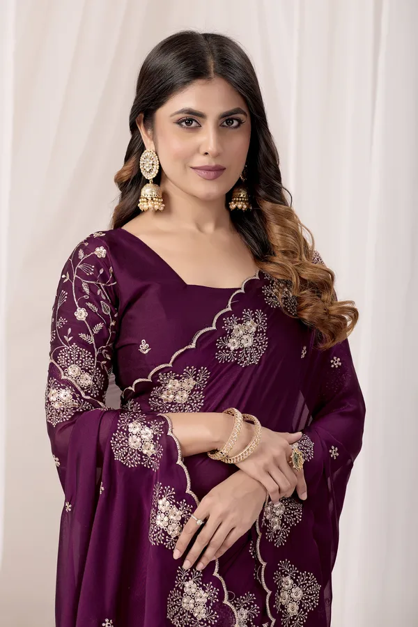 Purple_Chiffon_Embroidered_Saree_For_Women