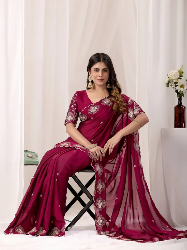 Magenta_Embroidered_Saree_For_Women