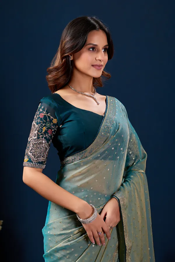 Teal_Embellished_Saree_for_Women