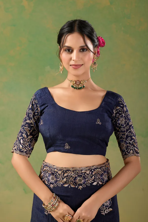 Navy_Blue_Embroidered_Saree_Set_for_Women