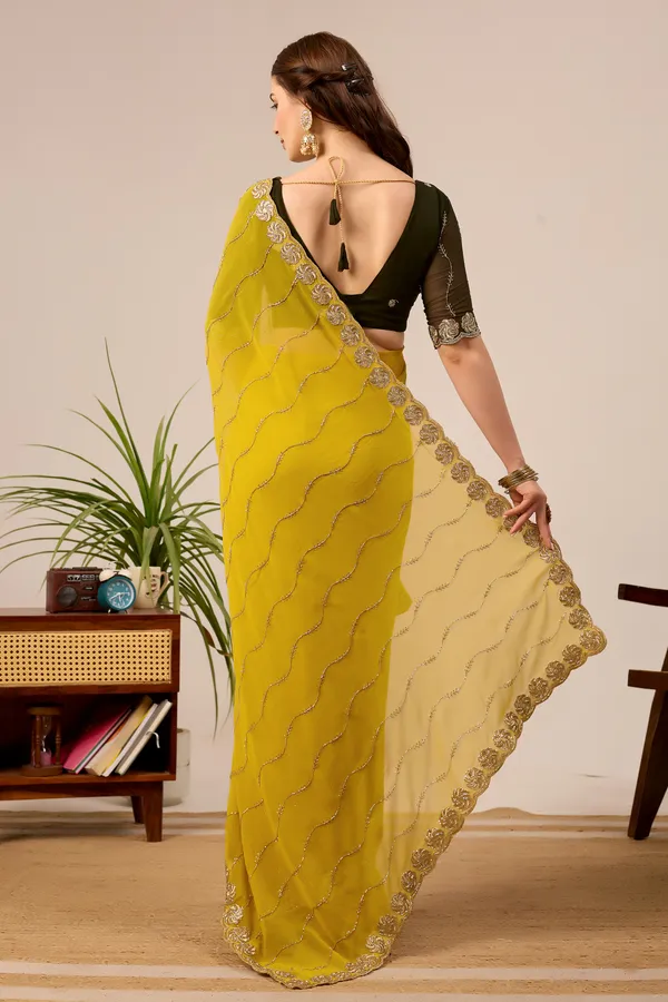 Yellow_Embroidered_Saree_With_Blouse_For_Women