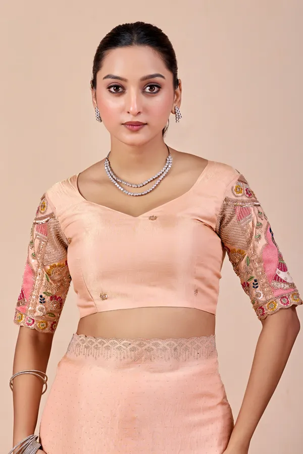 Peach_Textured_Traditional_Saree_for_Women