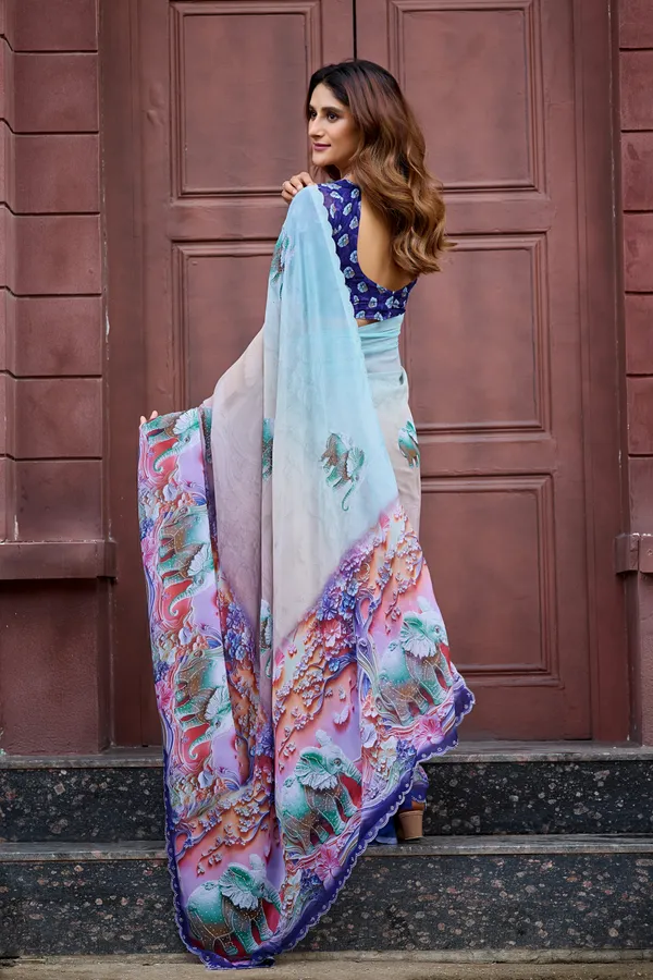 Light_Blue_Georgette_Floral_Printed_Saree_For_Women