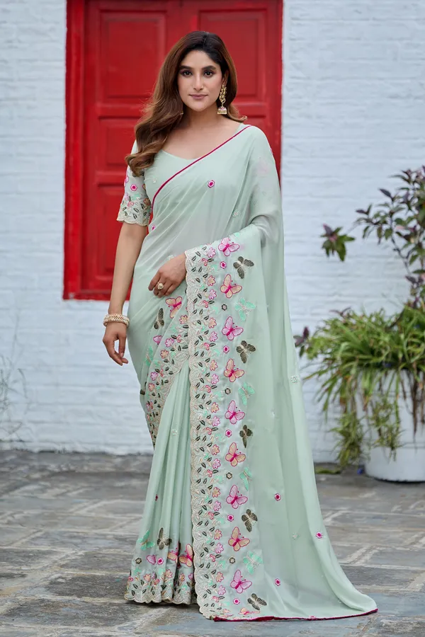 Mint_Green_Floral_Embroidered_Saree_for_Women