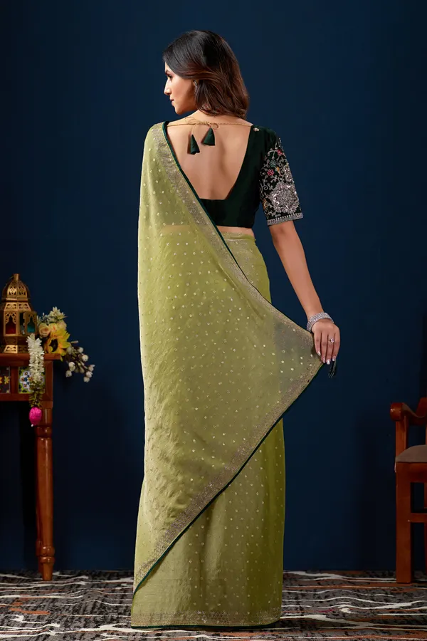 Olive_Green_Embroidered_Saree_For_Women
