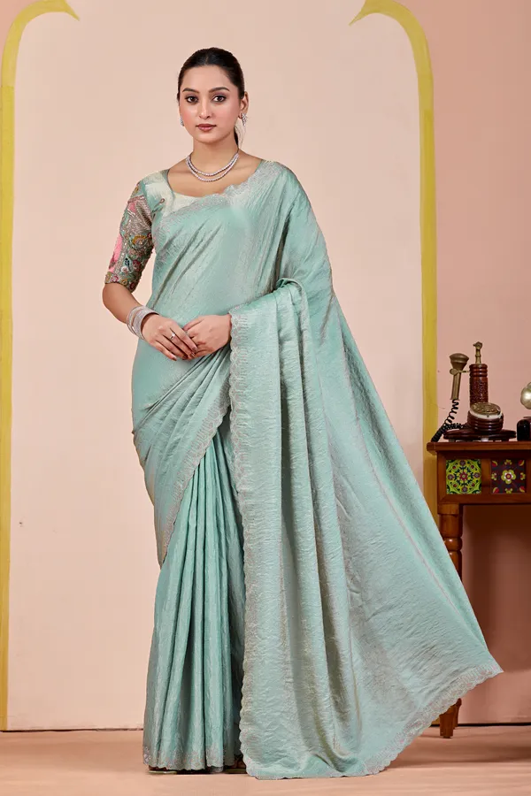 Mint_Green_Textured_Saree_for_Women