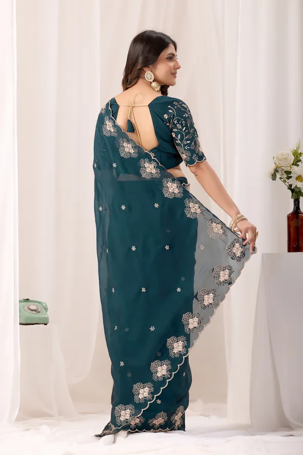 Teal_Georgette_Embroidered_Saree_for_Women
