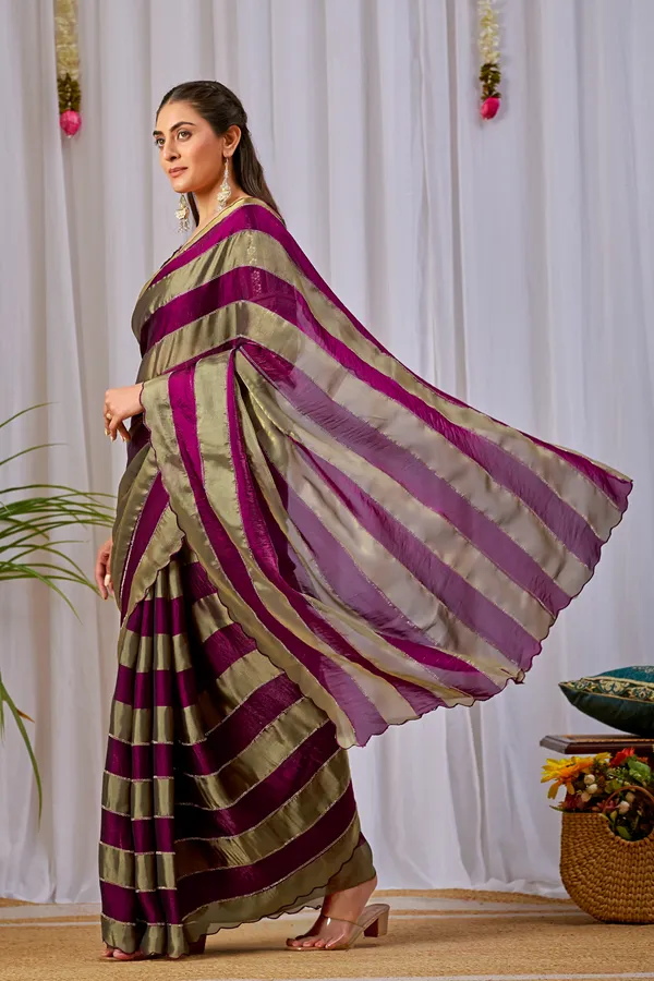 Maroon_Gold_Striped_Saree_For_Women