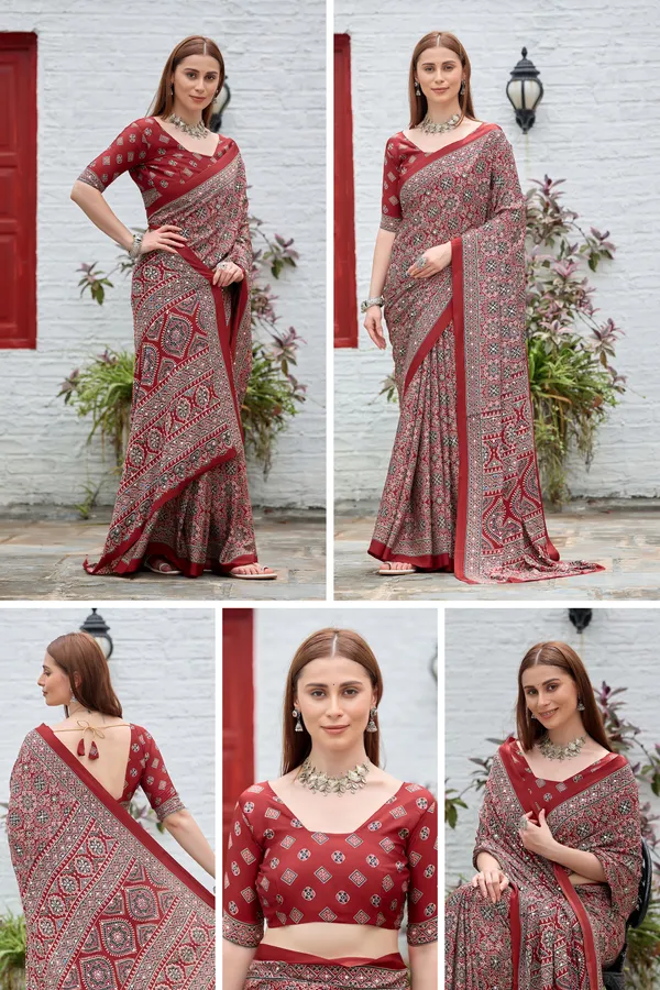 Red_Printed_Saree_For_Women