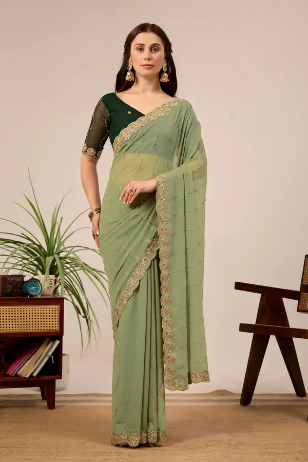 Sage_Green_Embroidered_Saree_For_Women