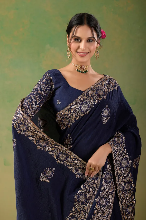 Navy_Blue_Embroidered_Saree_Set_for_Women