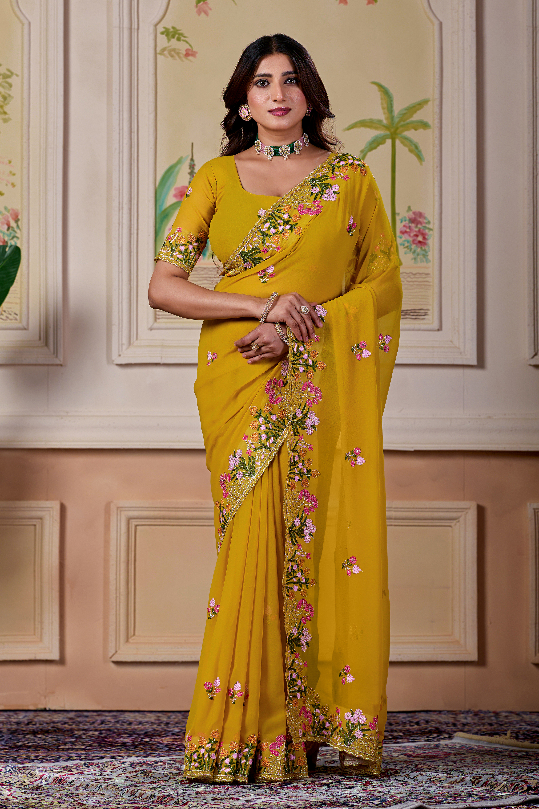 Mustard_Embroidered_Saree_for_Women