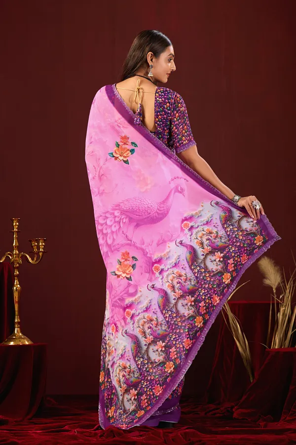 Purple_Printed_Saree_With_Blouse_For_Women