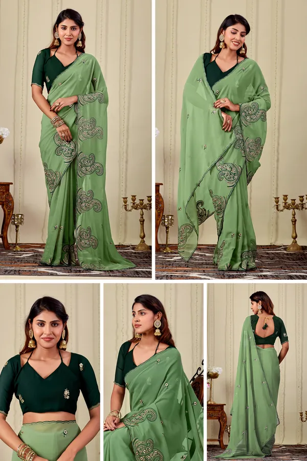 Green_Chiffon_Embellished_Saree_For_Women
