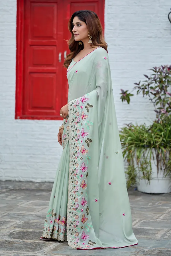 Mint_Green_Floral_Embroidered_Saree_for_Women