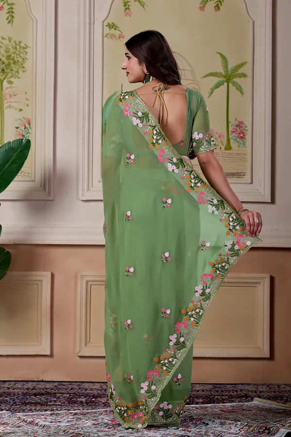 Green_Floral_Embroidered_Saree_For_Women