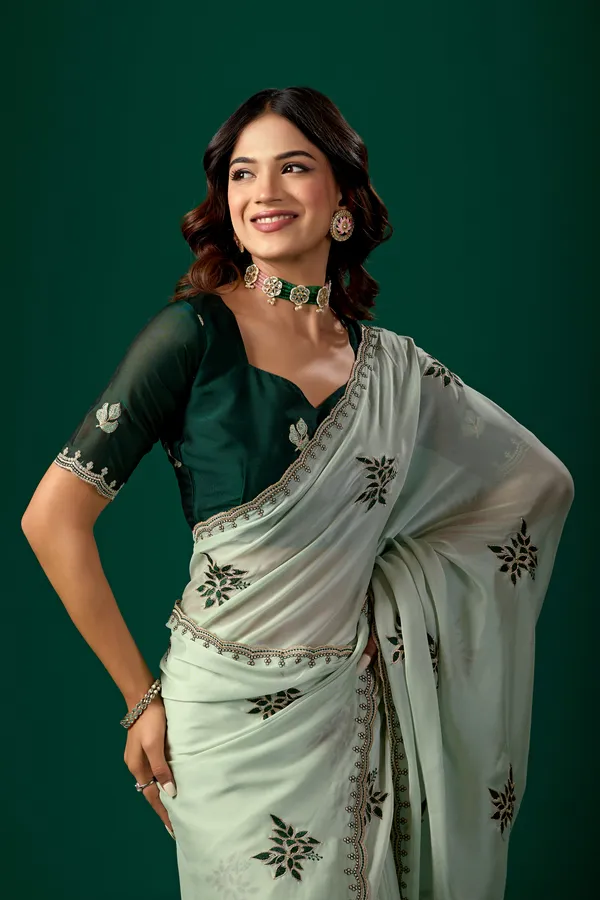 Green_Floral_Saree_Set_for_Women